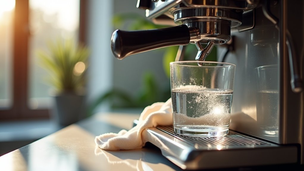 clean espresso machine tank