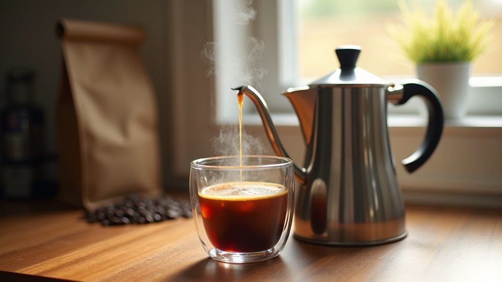 metal kettles and coffee